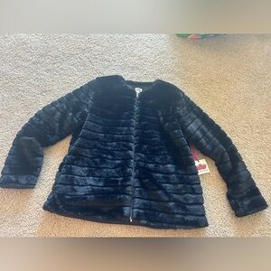 Black Faux Fur Zip Up Jacket